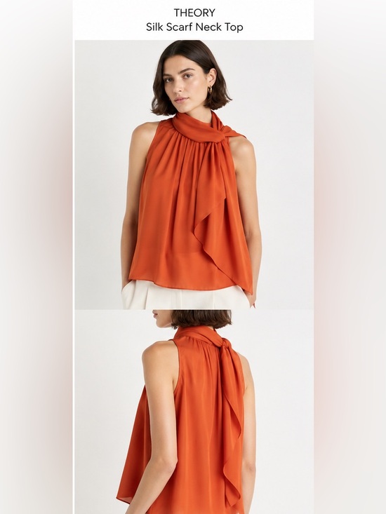 Theory Tops - Theory Orange Chiffon Halter with Neck Tie